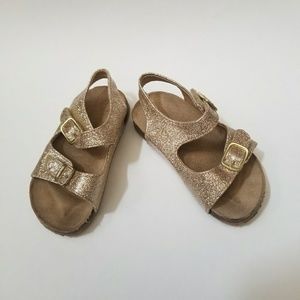 Toddler size 7 cute gold glitter sandals